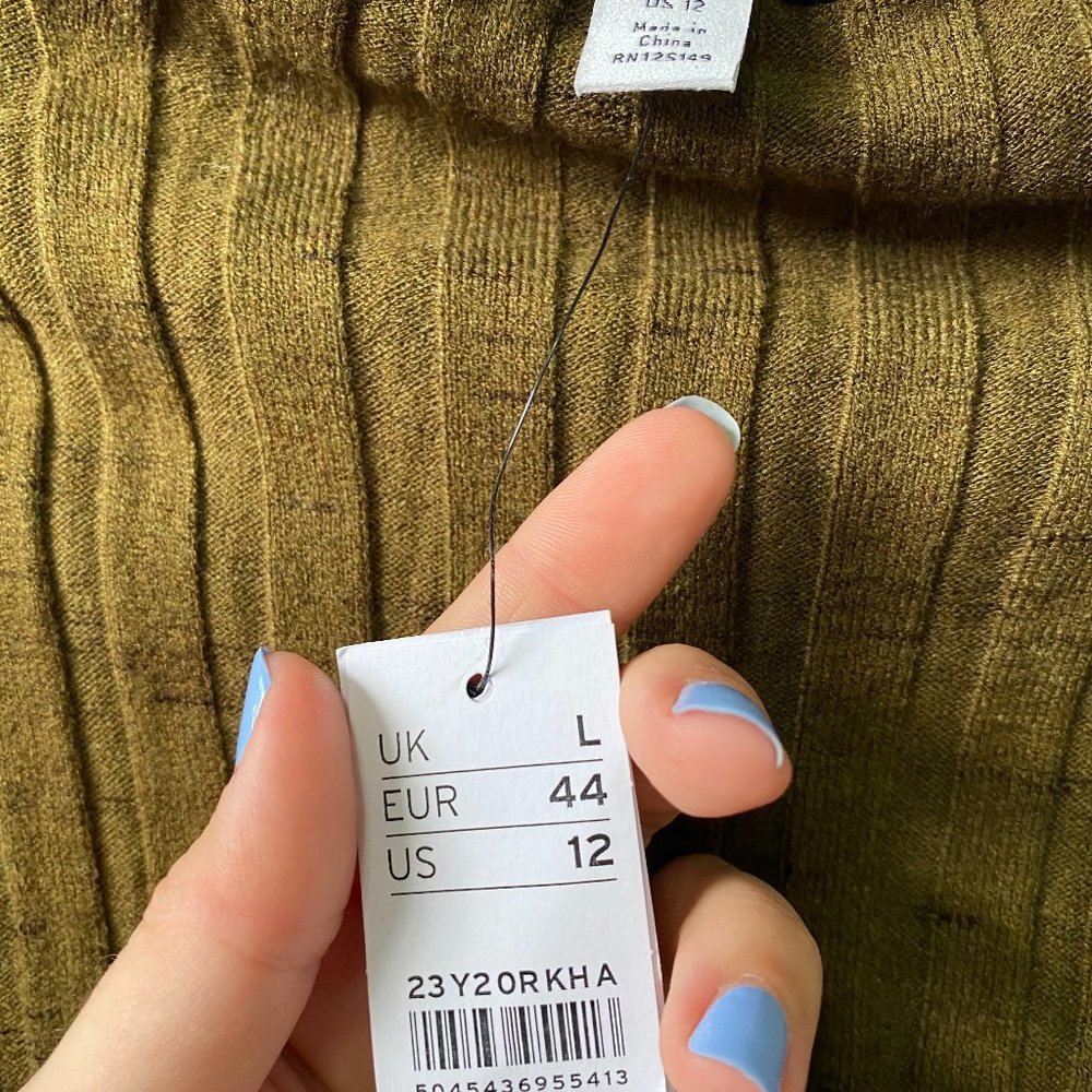 Topshop Khaki Knitted Marl Funnel Neck Top - Picture 5 of 5